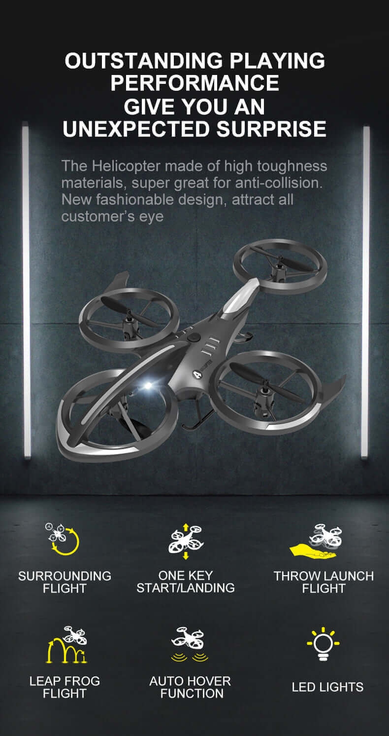 스턴트 원격 제어 드론 - 공기압 고도 유지 미니 실내 던지기 비행 Leapfrog Quadcopter - 어린이 RC 장난감 비행기