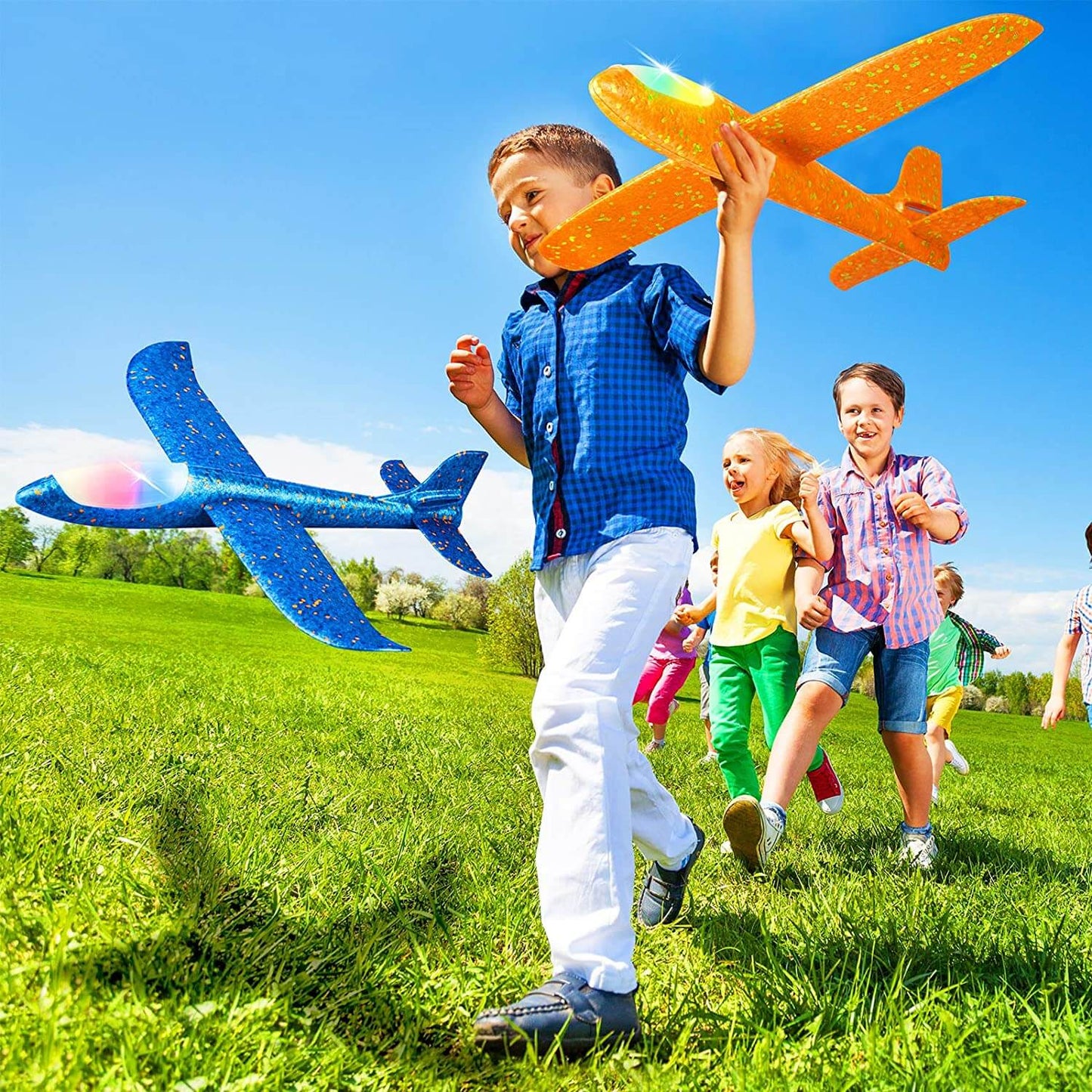 Holen Sie sich das beste fliegende Segelflugzeug-Spielzeug für Kinder – 50 cm großes Flugzeugmodell aus Schaumstoff mit LED-Licht und Handwurf für Spaß und Spiele im Freien