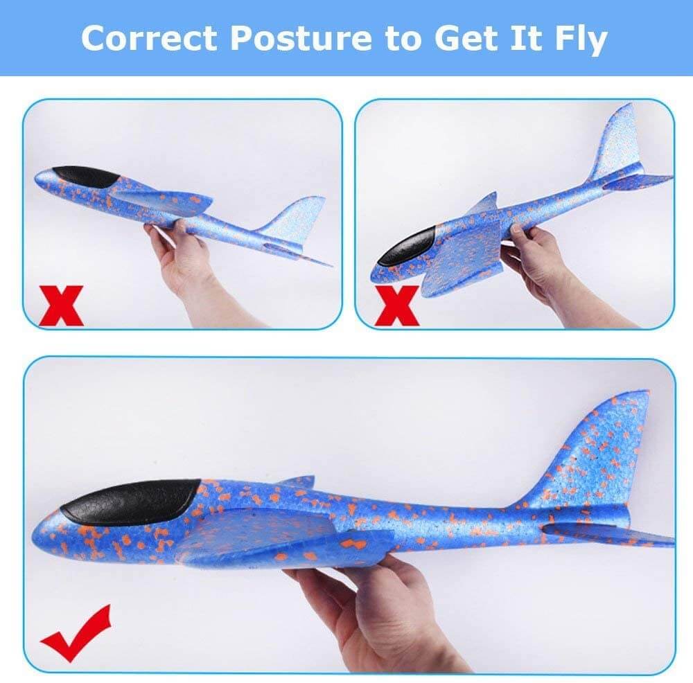 50CM Big Foam Airplane Model with LED Light and Hand Throw - Kidstoylover