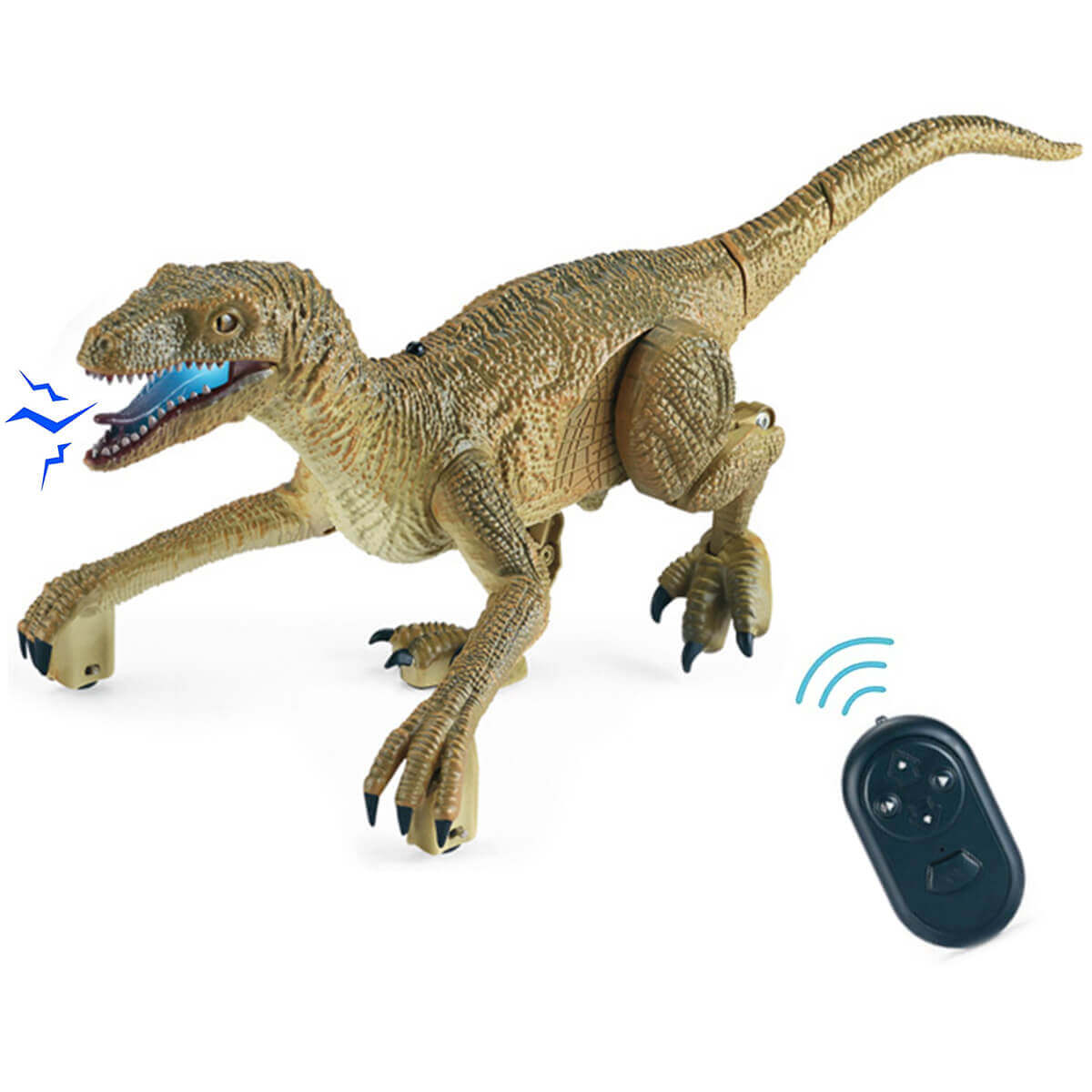 LED 조명과 포효하는 소리가 특징인 원격 제어 벨로시랩터 공룡 장난감으로 쥬라기 시대의 스릴을 경험하세요