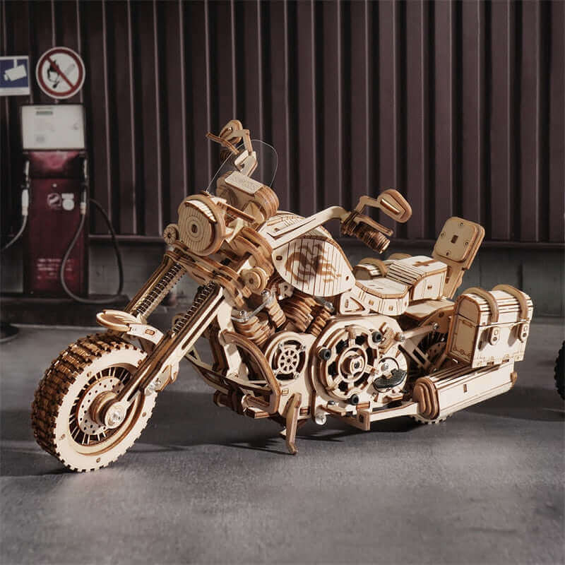 Robotime Rokr LK504 Cruiser Moto Jouet d'assemblage bricolage: Kit de construction de modèles en bois de 420 pièces-Cadeau idéal pour les adultes et les enfants