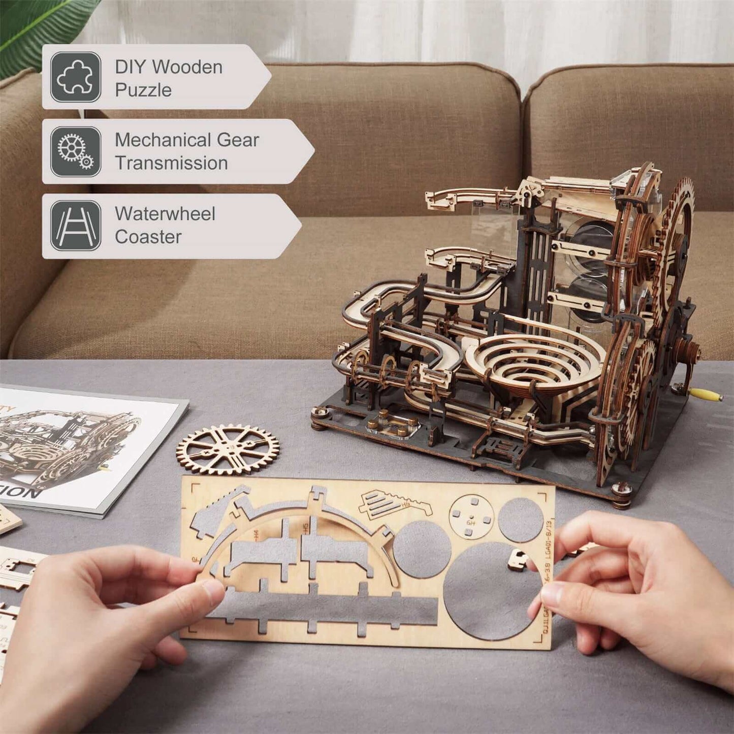 Robotime Rokr DIY Marble Run Set: 5 Variétés Modèle en bois Building Block Kits-Parfait Assemblage Jouet Cadeau pour Adultes et Enfants