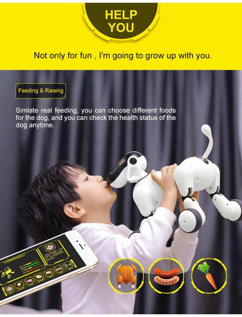 새로운 아기 장난감 1803 AI 개 로봇 장난감 APP 제어 블루투스 연결