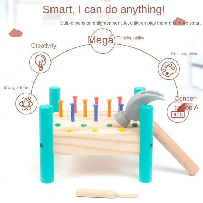 Yeni Montessori Oyuncakları Ahşap Tırnak Çivileme Masası El-göz Koordinasyonu Uygulamalı Eğitici Oyuncaklar Anaokulu Tırnak Tırnak Oyuncakları