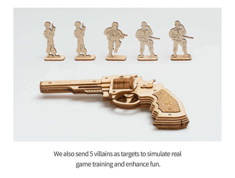 Robotime DIY Rubber Band Bullet Revolver: A Wooden Model Building Kit from Robotime - A Fun and Engaging Assembly Toy Gift for Children and Adults