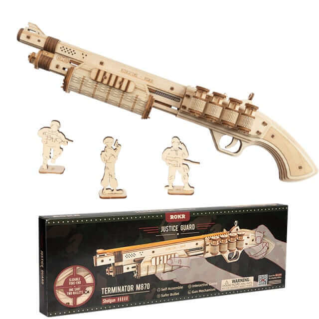 Robotime DIY Rubber Band Bullet Revolver: A Wooden Model Building Kit from Robotime - A Fun and Engaging Assembly Toy Gift for Children and Adults