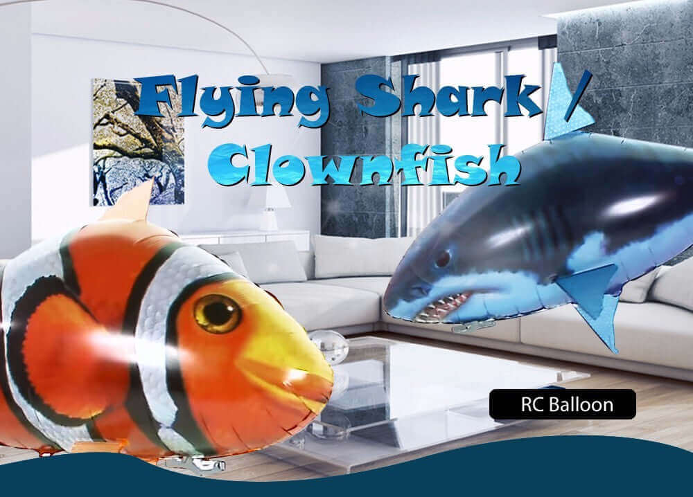 Juguetes de tiburón con control remoto - Air Swimming RC Animal Radio Fly Fishing Balloons - Juguete interactivo para niños y niños - Compre ahora en KidsToyLover