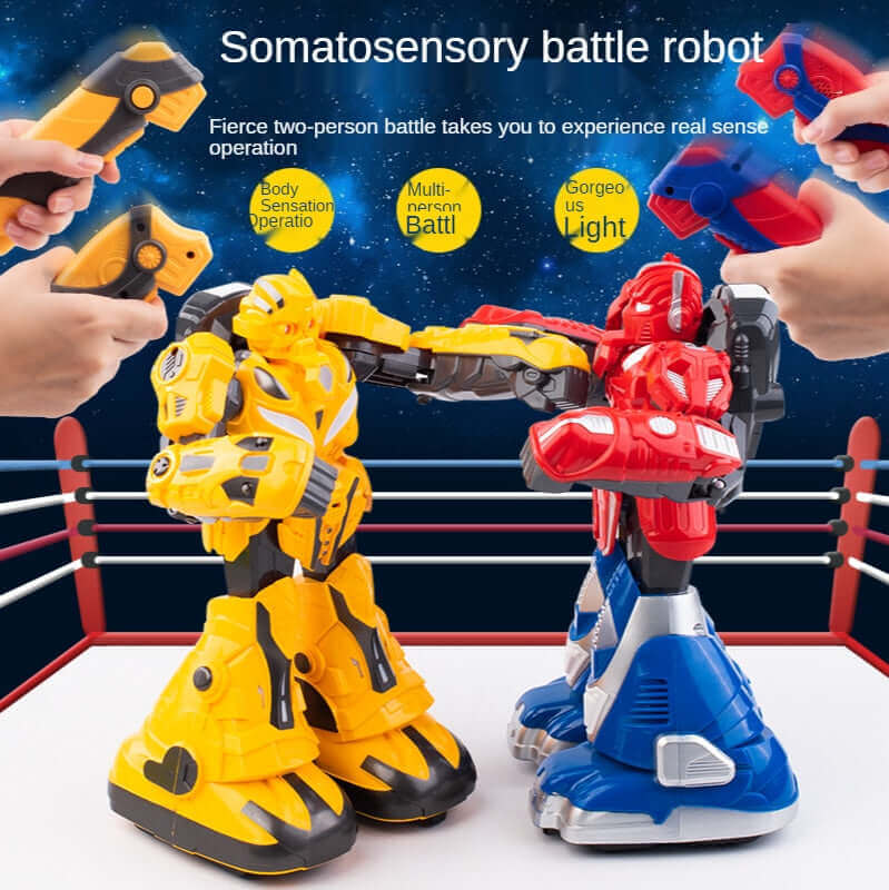 Controle somatossensorial robô de batalha luz de música grande brinquedo de boxe de batalha dupla RC brinquedo de robô pai-filho presente de jogo interativo