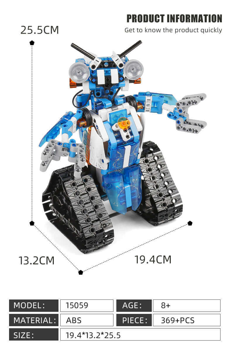 MOULD KING 15059 Technical Toys The APP RC Motorized Robot With Led Part Model Intelligent Building Blocks Kids Christmas Gift